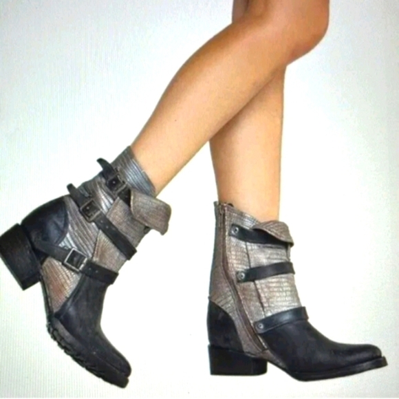 Freebird by Steven APEX Moto buckled distressed leather Boots sz 6 - Picture 1 of 11